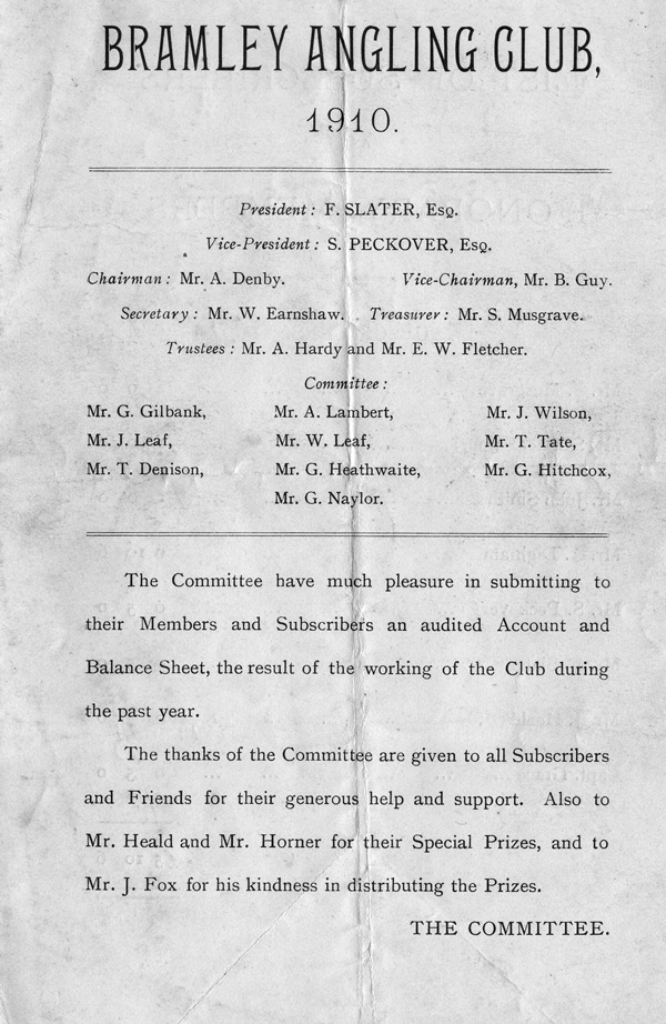 Bramley Angling Association Angling Heritage